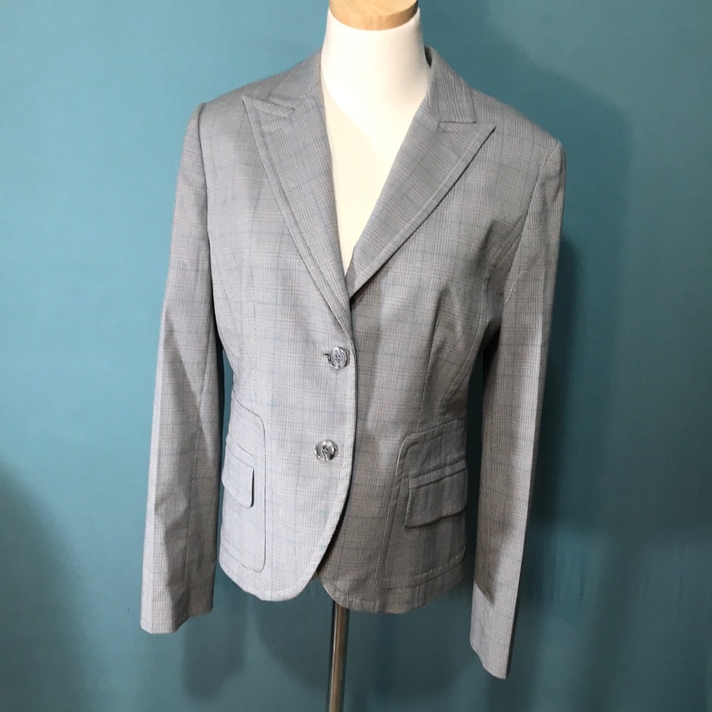 Madison Studio Blazer Jacket Grey Blue Plaid 12